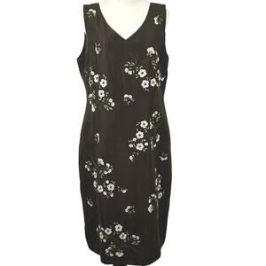 INC Sleeveless Cocktail Silk Midi Dress Wedding Party Formal Women Brown Size 12